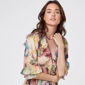 Few Moda  silk flower long sleeve summer dress.